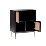 Black Wood and Wicker Accent Cabinet - Homeroots