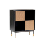 Black Wood and Wicker Accent Cabinet - Homeroots