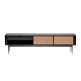 Black Wood and Wicker Media Stand - Homeroots - Flyclothing LLC