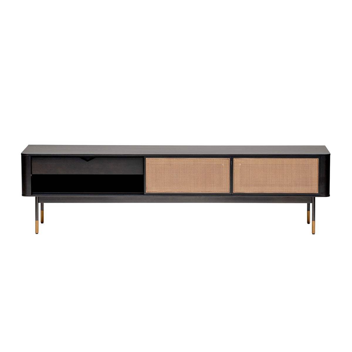 Black Wood and Wicker Media Stand - Homeroots - Flyclothing LLC
