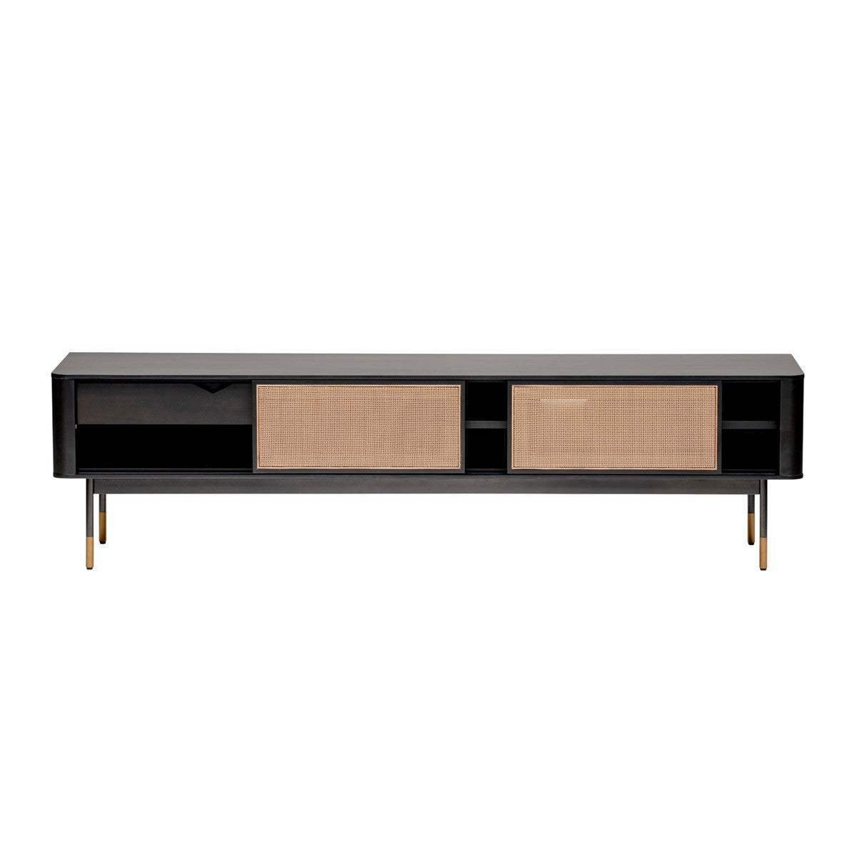 Black Wood and Wicker Media Stand - Homeroots - Flyclothing LLC