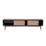 Black Wood and Wicker Media Stand - Homeroots - Flyclothing LLC