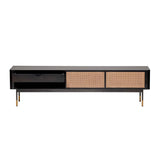 Black Wood and Wicker Media Stand - Homeroots - Flyclothing LLC
