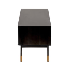 Black Wood and Wicker Media Stand - Homeroots