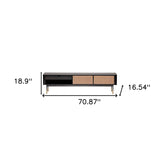 Black Wood and Wicker Media Stand - Homeroots - Flyclothing LLC