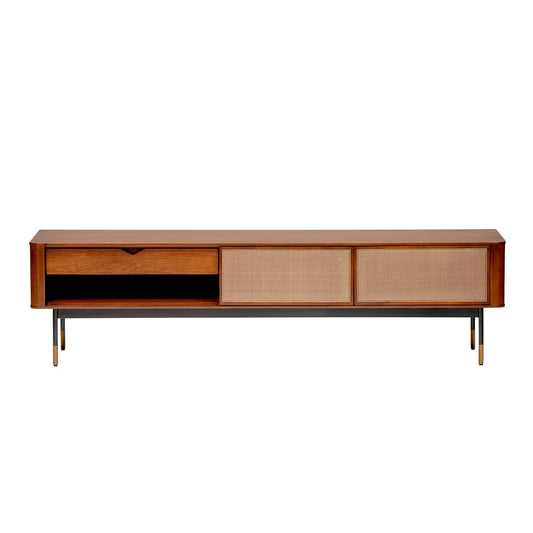Brown Wood and Wicker Media Stand - Homeroots