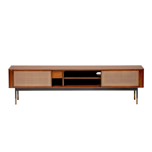 Brown Wood and Wicker Media Stand - Homeroots