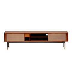 Brown Wood and Wicker Media Stand - Homeroots