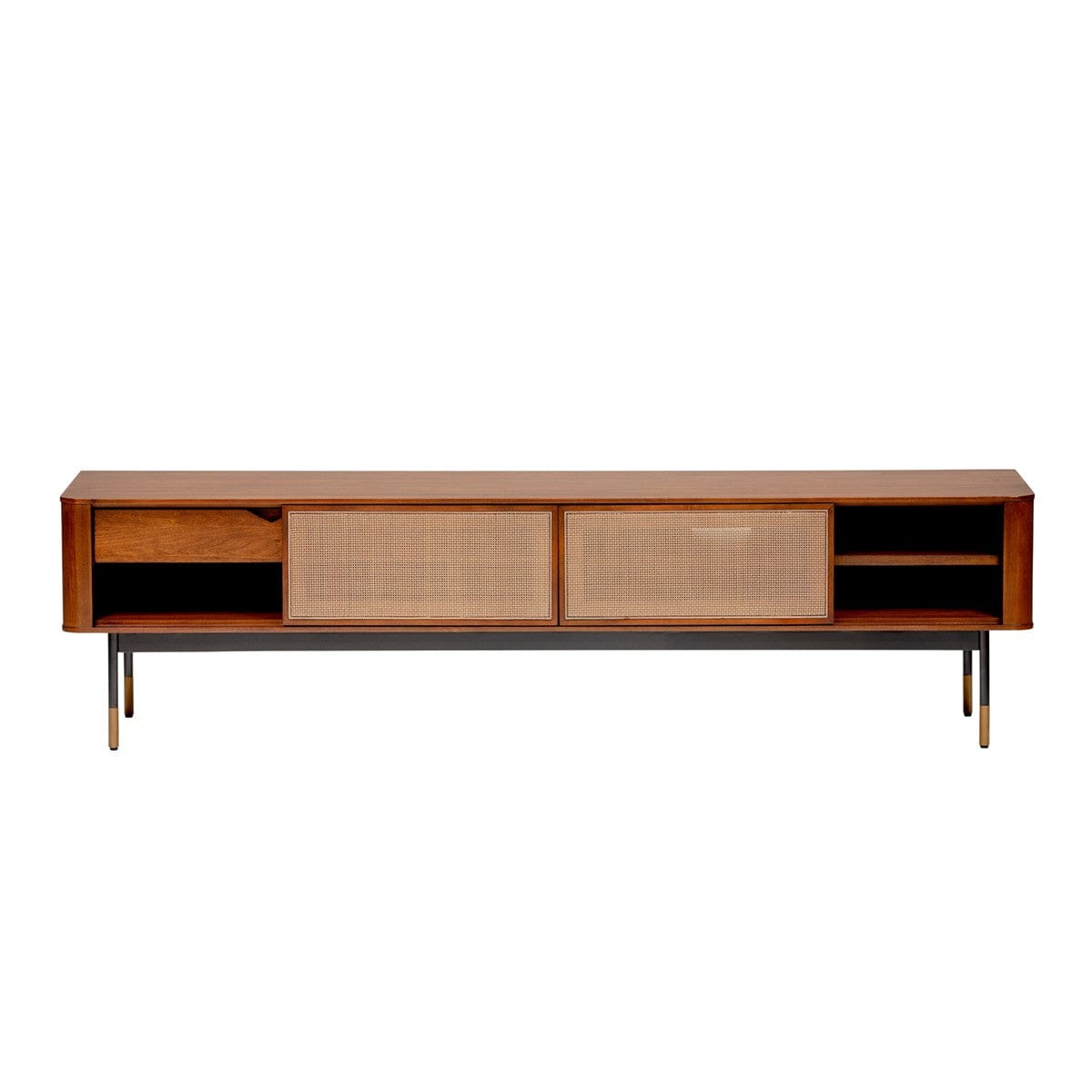Brown Wood and Wicker Media Stand - Homeroots