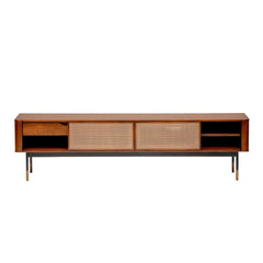 Brown Wood and Wicker Media Stand - Homeroots