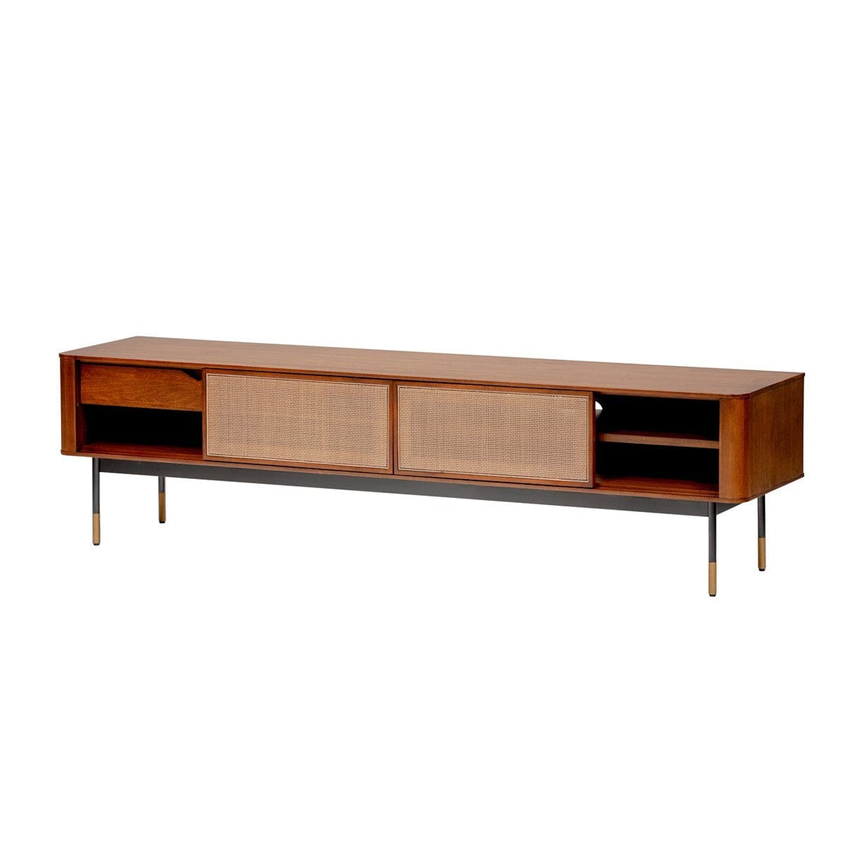 Brown Wood and Wicker Media Stand - Homeroots