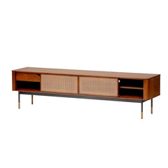 Brown Wood and Wicker Media Stand - Homeroots