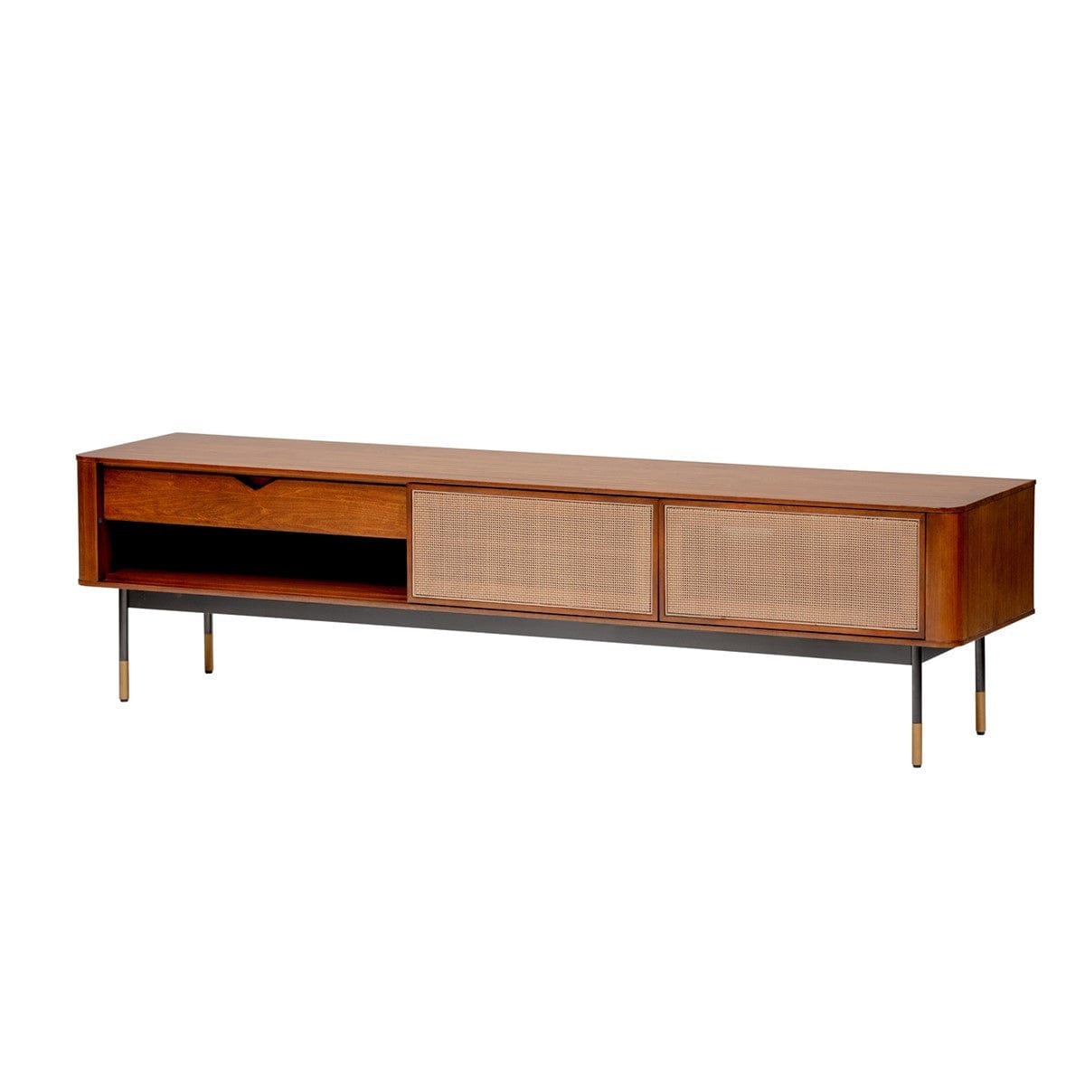Brown Wood and Wicker Media Stand - Homeroots