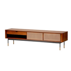 Brown Wood and Wicker Media Stand - Homeroots