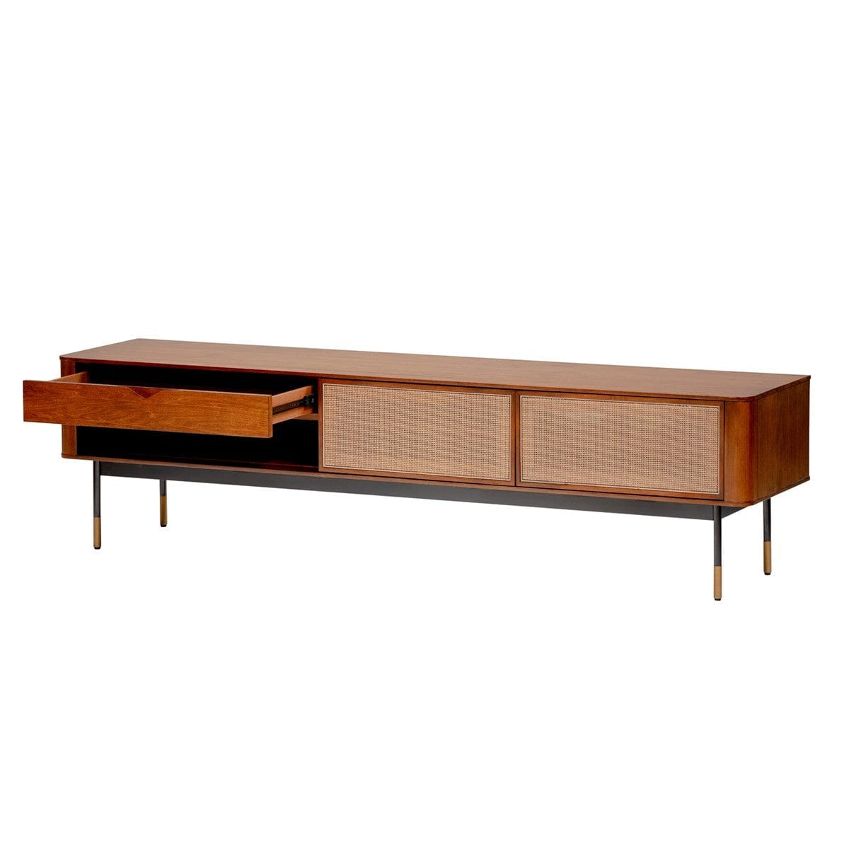 Brown Wood and Wicker Media Stand - Homeroots