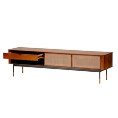 Brown Wood and Wicker Media Stand - Homeroots