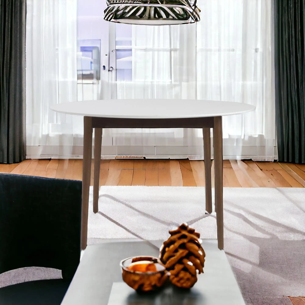 47" White And Brown Rounded Dining Table - Homeroots - Flyclothing LLC