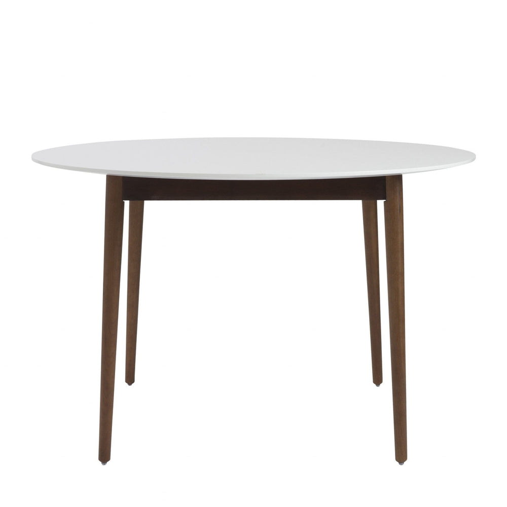 47" White And Brown Rounded Dining Table - Homeroots - Flyclothing LLC