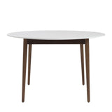 47" White And Brown Rounded Dining Table - Homeroots - Flyclothing LLC