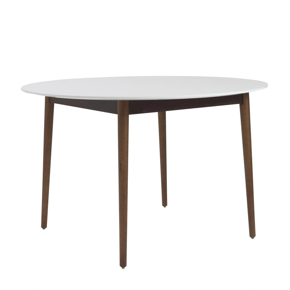 47" White And Brown Rounded Dining Table - Homeroots - Flyclothing LLC