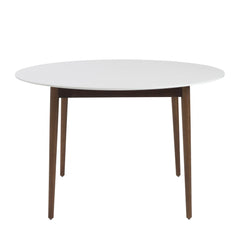 47" White And Brown Rounded Dining Table - Homeroots