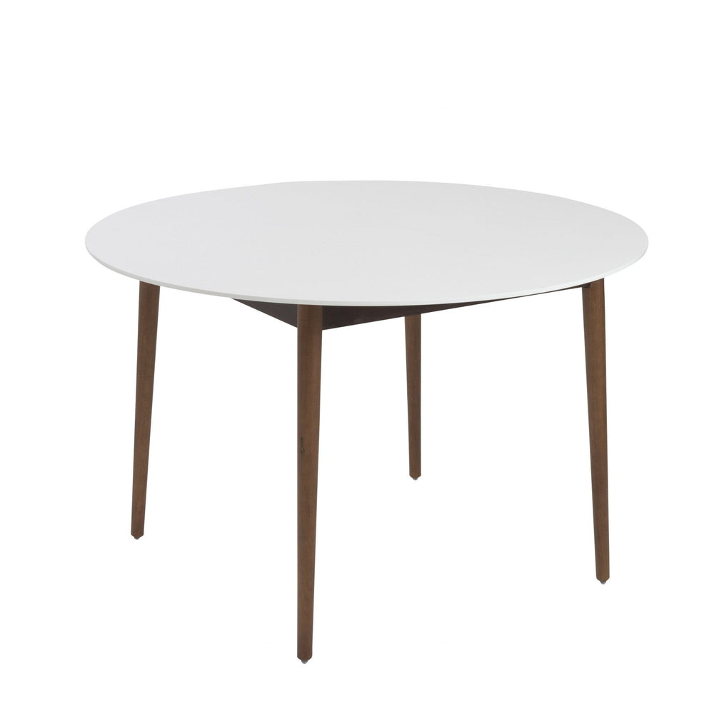 47" White And Brown Rounded Dining Table - Homeroots - Flyclothing LLC