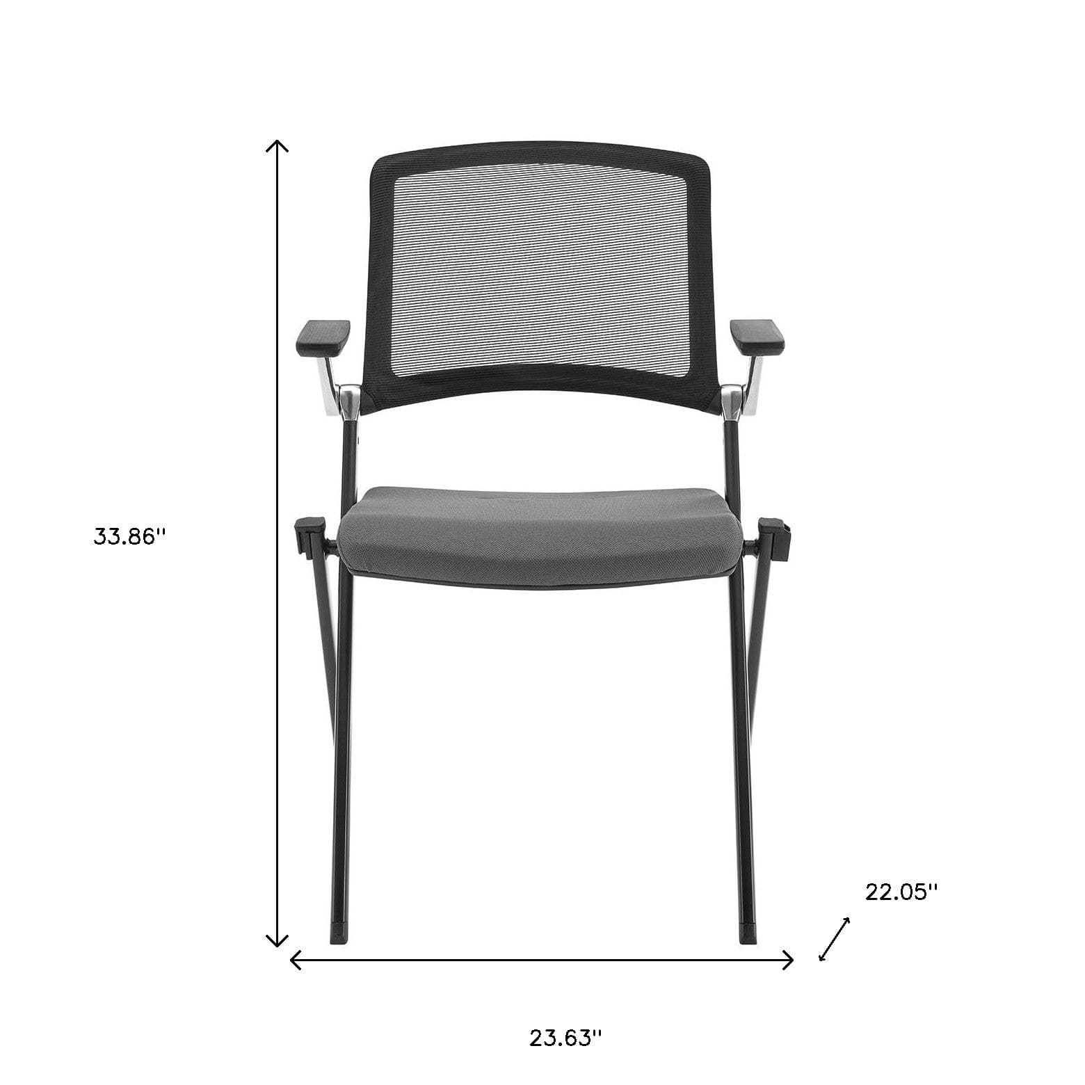 Set of Two Black Gray and Black Mesh Conference Office Chair - Homeroots