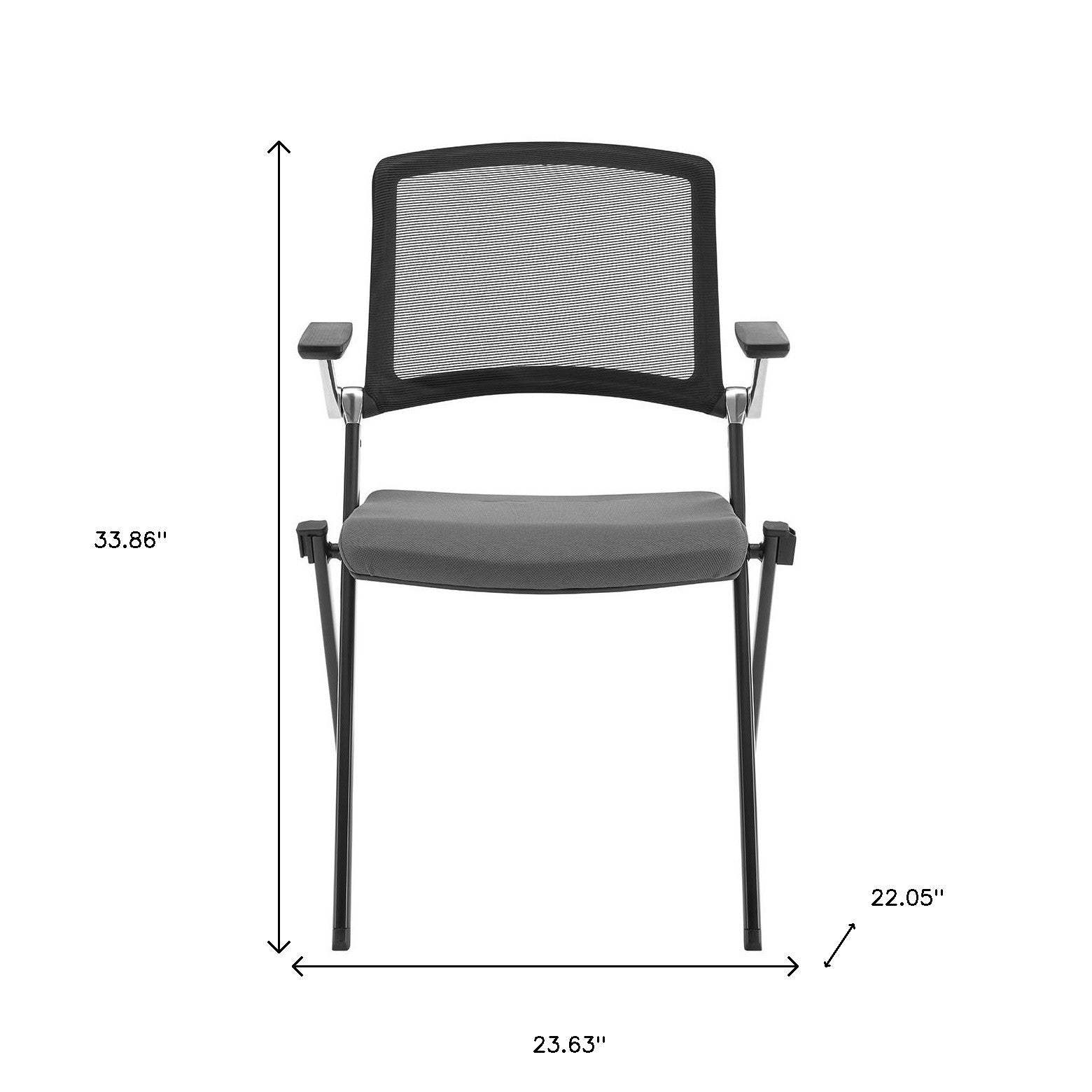 Set of Two Black Gray and Black Mesh Conference Office Chair - Homeroots - Flyclothing LLC