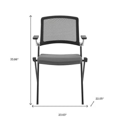 Set of Two Black Gray and Black Mesh Conference Office Chair - Homeroots