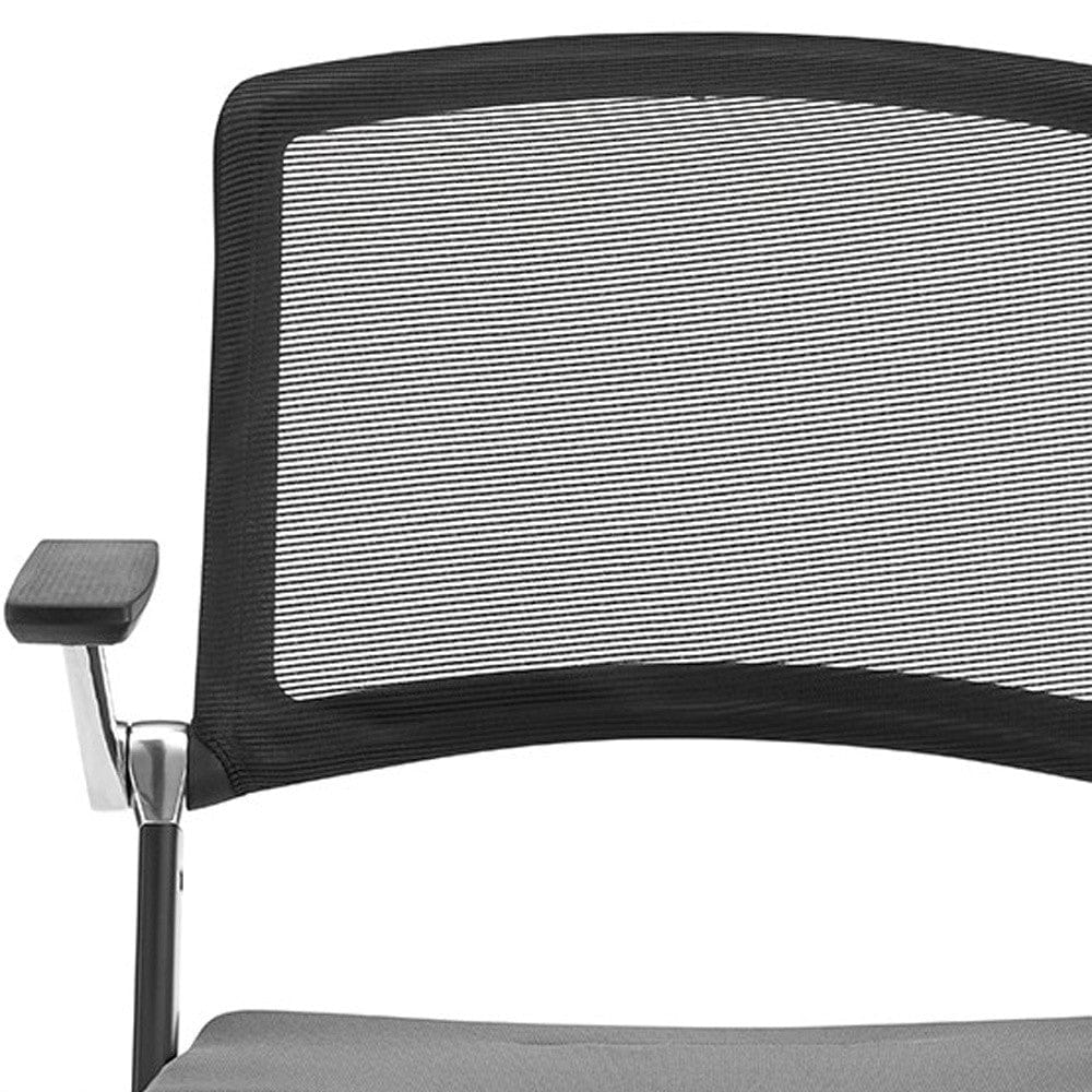 Set of Two Black Gray and Black Mesh Conference Office Chair - Homeroots