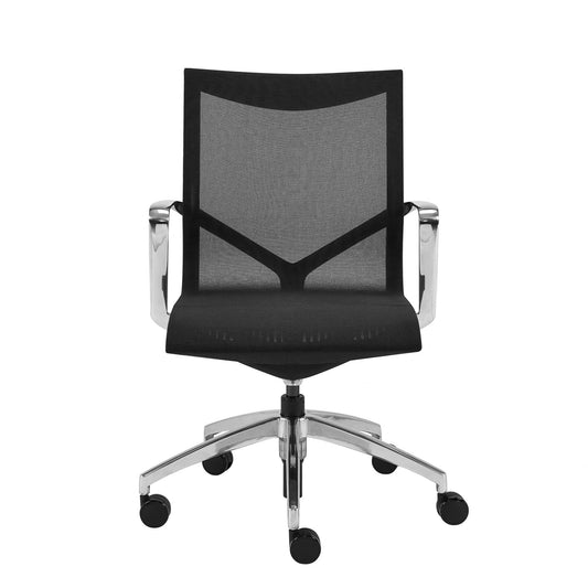Black and Silver Adjustable Swivel Mesh Rolling Office Chair - Homeroots