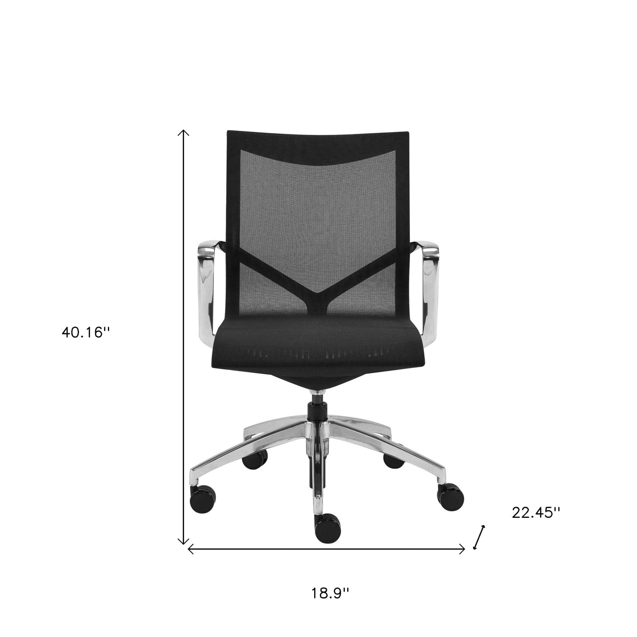 Black and Silver Adjustable Swivel Mesh Rolling Office Chair - Homeroots
