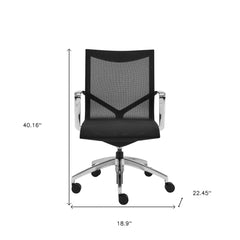 Black and Silver Adjustable Swivel Mesh Rolling Office Chair - Homeroots