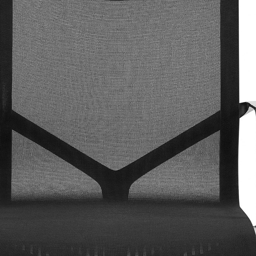 Black and Silver Adjustable Swivel Mesh Rolling Office Chair - Homeroots