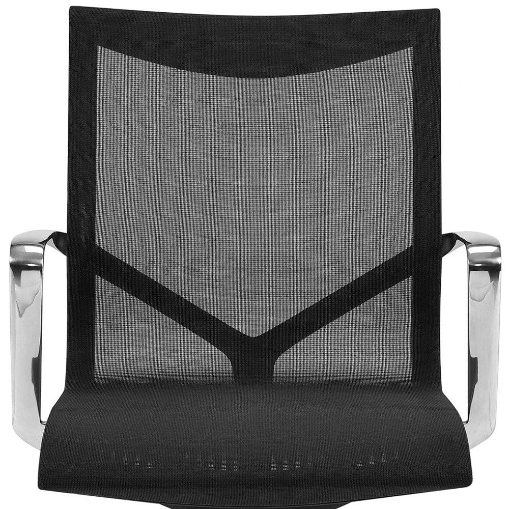 Black and Silver Adjustable Swivel Mesh Rolling Office Chair - Homeroots