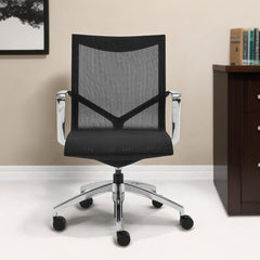 Black and Silver Adjustable Swivel Mesh Rolling Office Chair - Homeroots