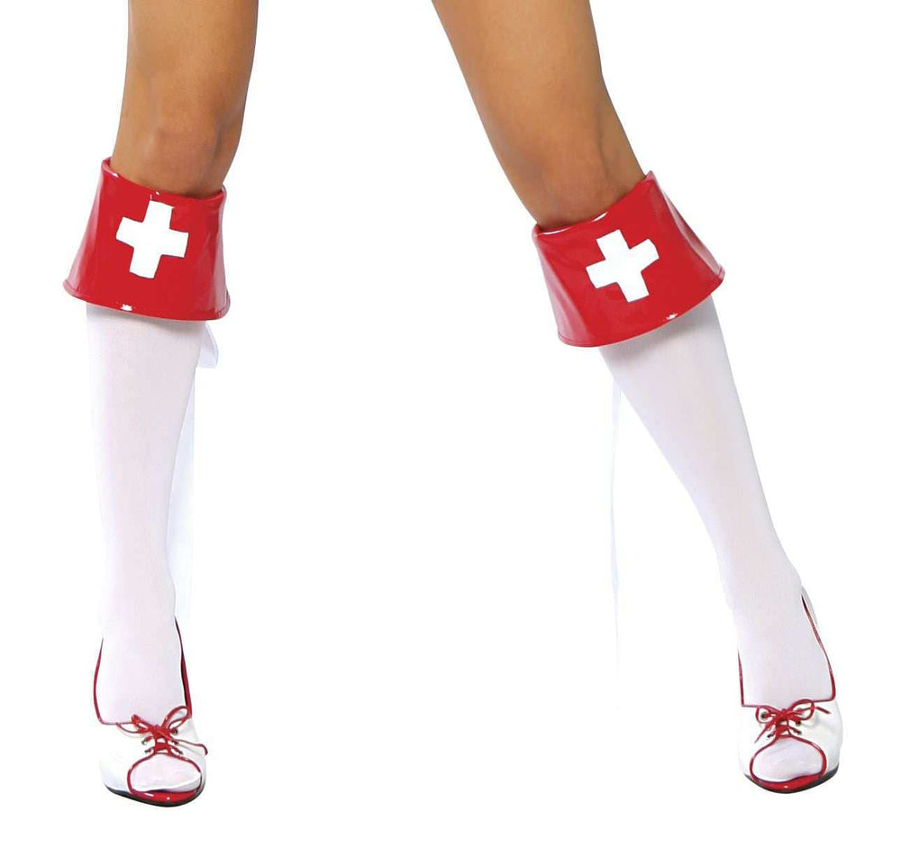 Roma Costume Red and White Boot Cuffs - Roma Costume - Flyclothing LLC