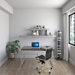 43" Dark Gray Whitewash Wooden Floating Shelf - Homeroots