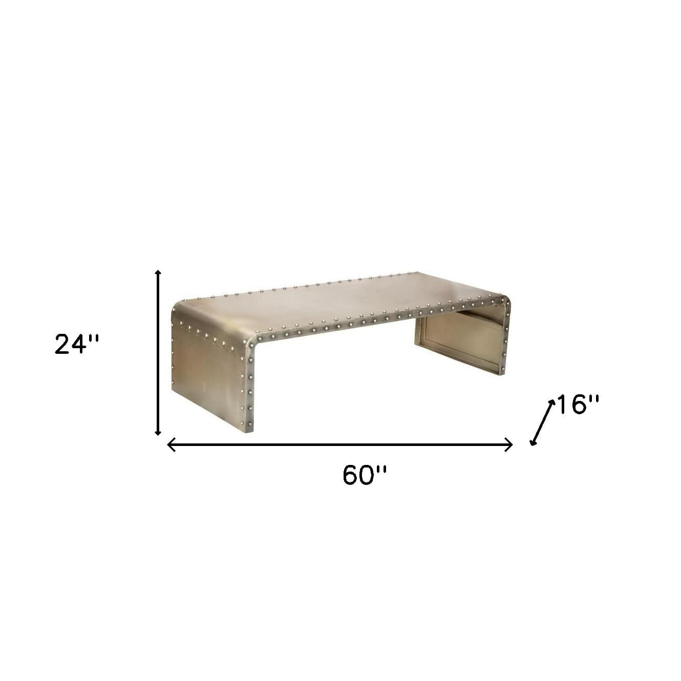 Bench Shaped Metal Coffee Table - Homeroots