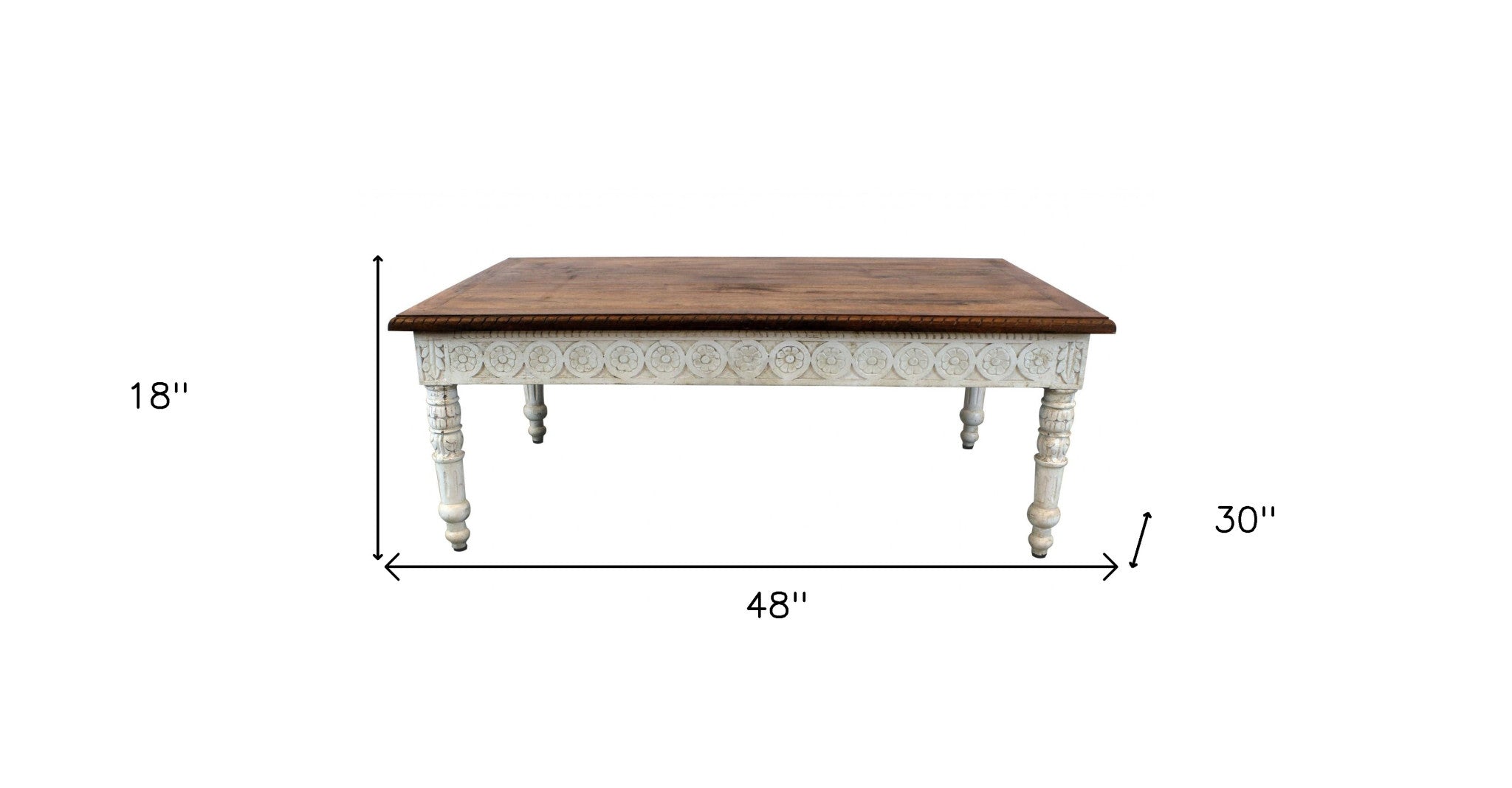 Brown and White Decorative Coffee Table - Homeroots