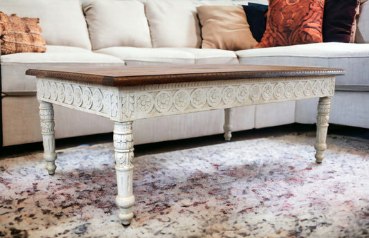 Brown and White Decorative Coffee Table - Homeroots