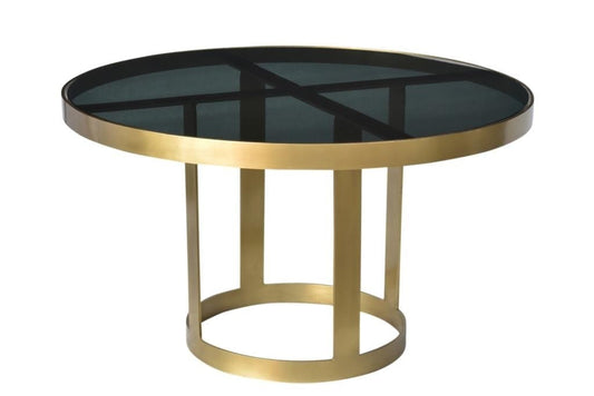 Round Black and Gold Modern Coffee Table - Homeroots
