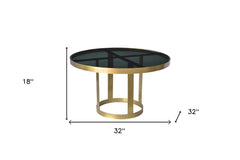 Round Black and Gold Modern Coffee Table - Homeroots