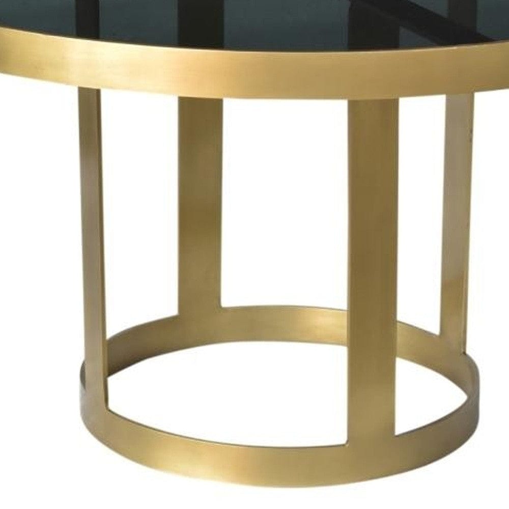 Round Black and Gold Modern Coffee Table - Homeroots