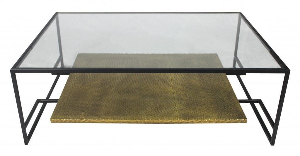 Modern Black and Gold Glass Coffee Table - Homeroots