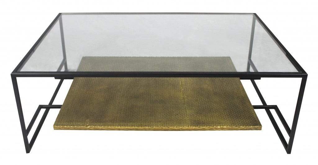 Modern Black and Gold Glass Coffee Table - Homeroots - Flyclothing LLC