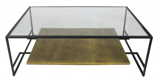 Modern Black and Gold Glass Coffee Table - Homeroots