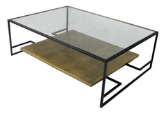 Modern Black and Gold Glass Coffee Table - Homeroots