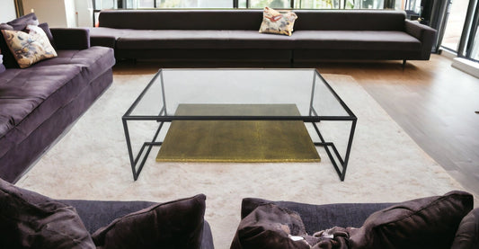 Modern Black and Gold Glass Coffee Table - Homeroots