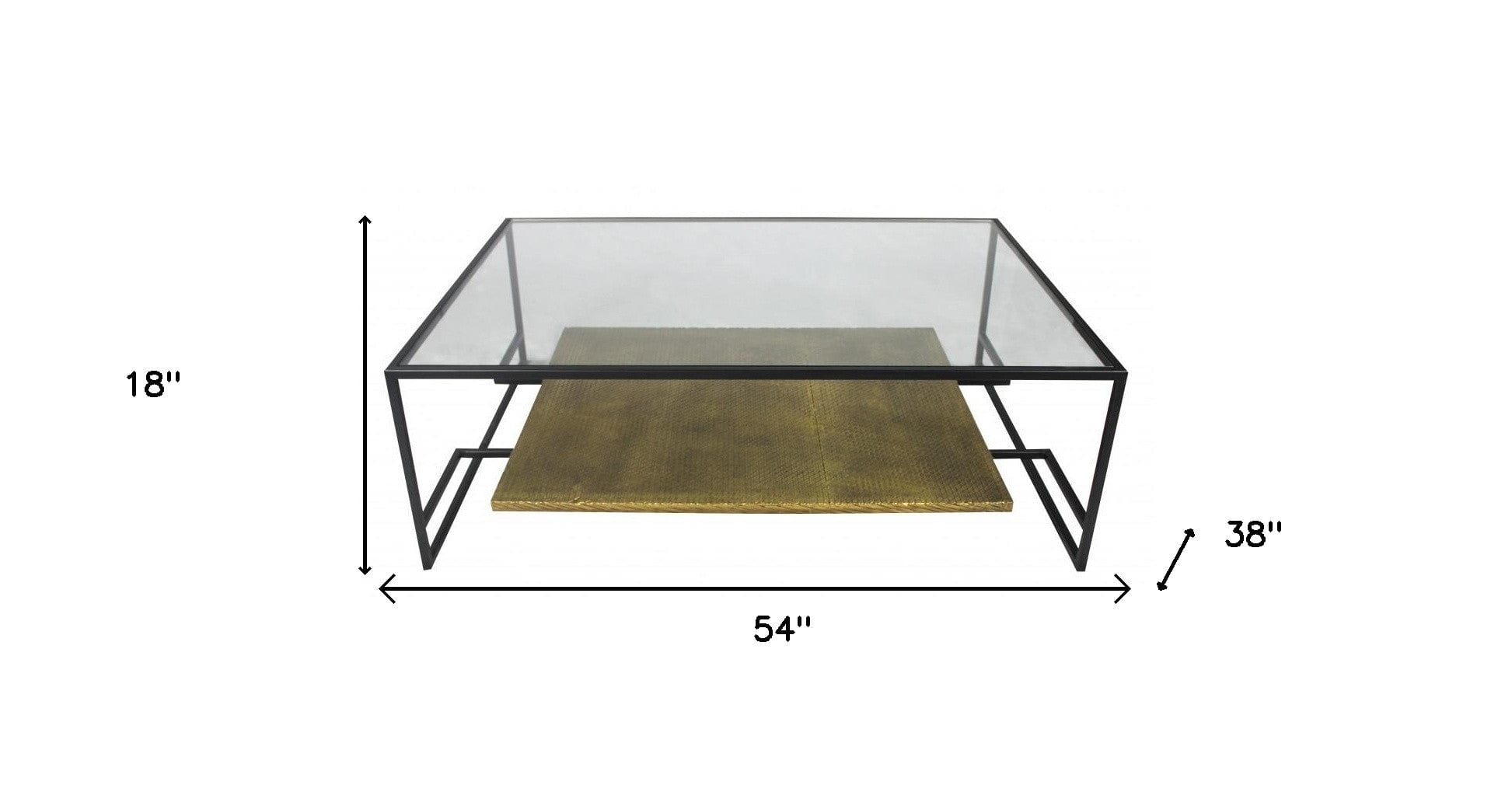 Modern Black and Gold Glass Coffee Table - Homeroots